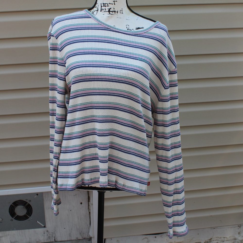 Women's Striped Long Sleeve Fitted Crew Top